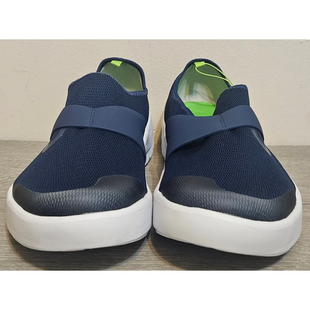 OOFOS Mens Low Mesh Comfort Recovery‎ Slip On Shoes White Navy Mens 11.5 NWT